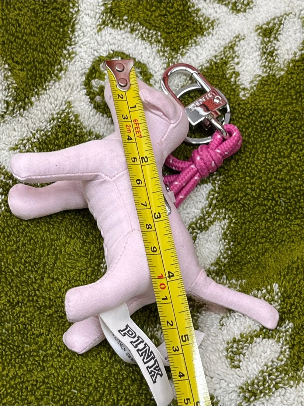 PINK Victoria's Secret Light Pink Dog Key & Card Holder with Silver 'P'